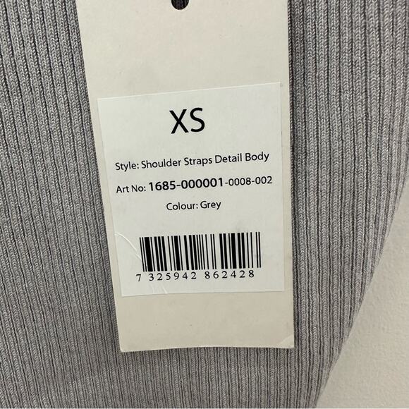 NAKD Gray Sleeveless Ribbed Bodysuit with Square Neckline Adjustable Straps XS - Picture 4 of 6